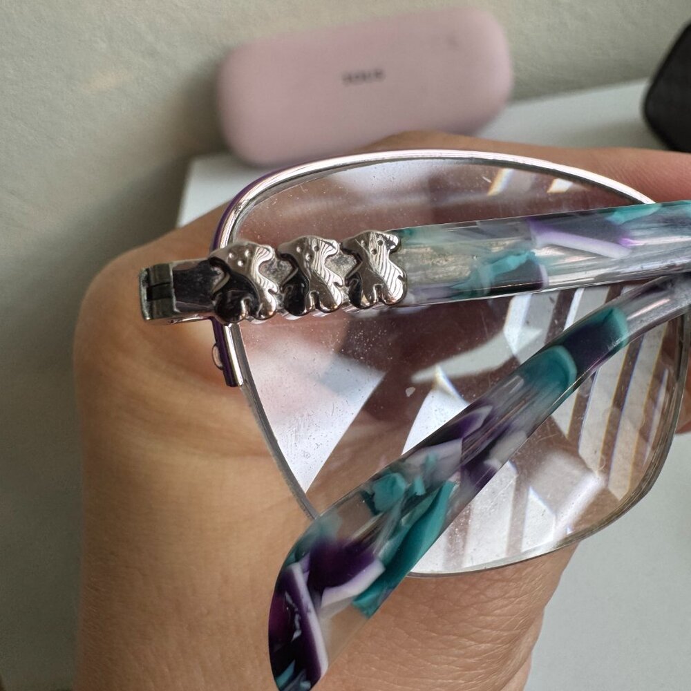 TOUS Semi Rimless Rectangular Eyeglasses Bear Log… - image 8